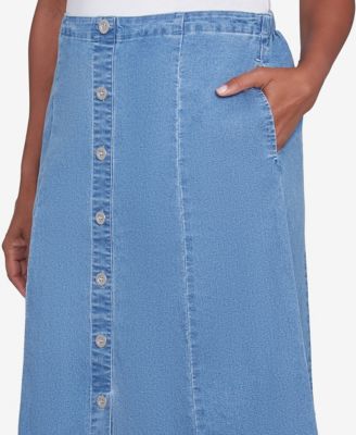 Women's Paneled Full Length Denim Skirt