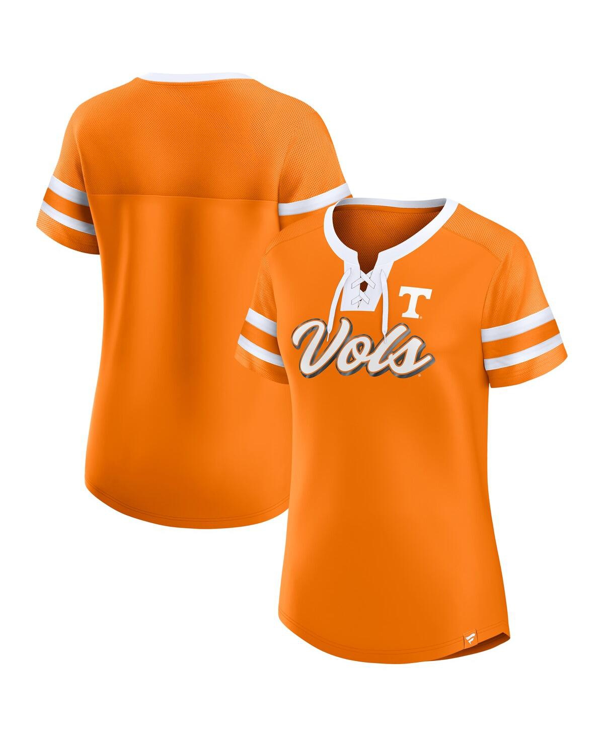 Fanatics Women's Tennessee Orange Tennessee Volunteers Iconic Athena Lace-up T-shirt In Tennessee Orange