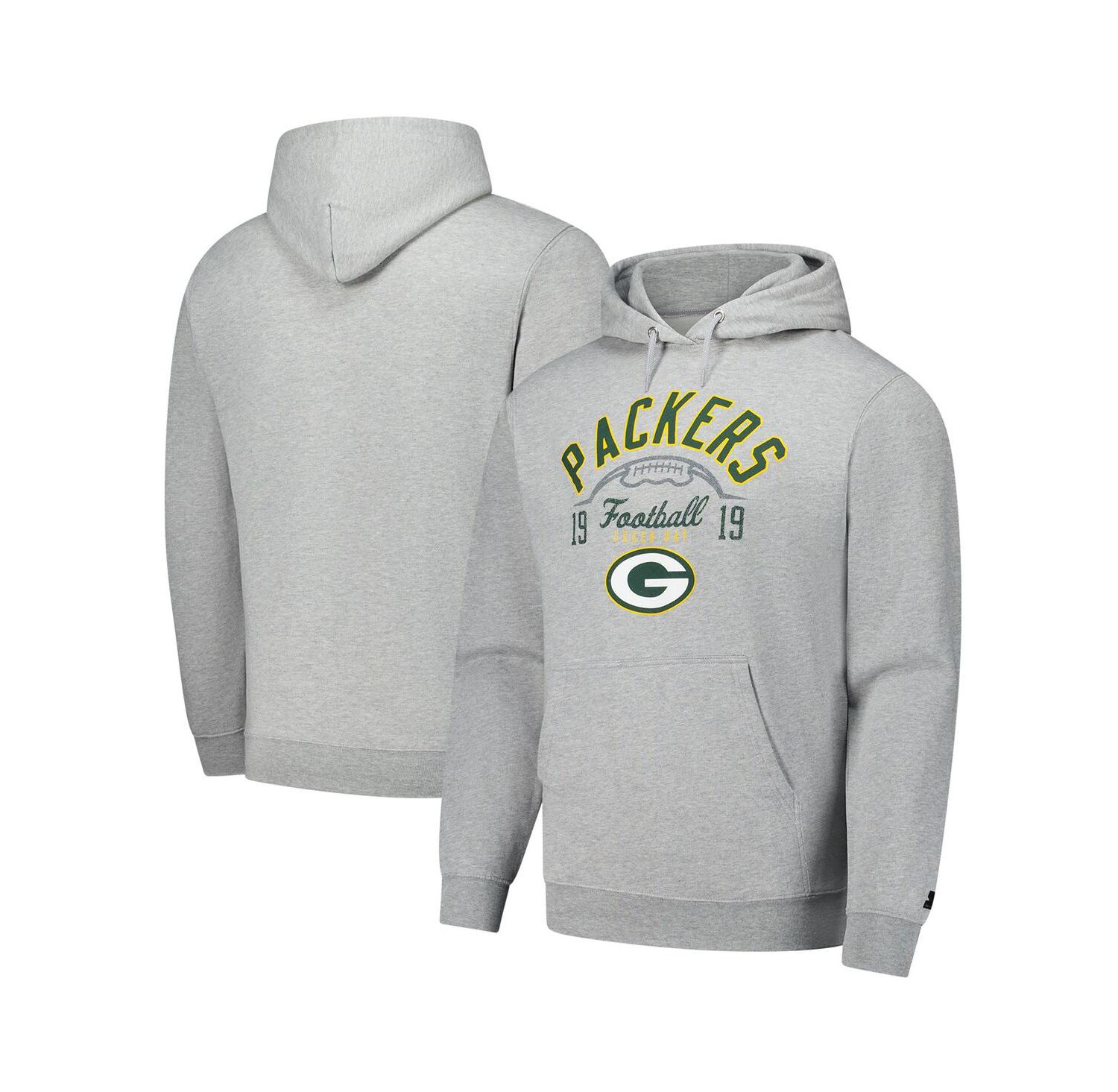 Men's Heather Gray Green Bay Packers Pullover Hoodie