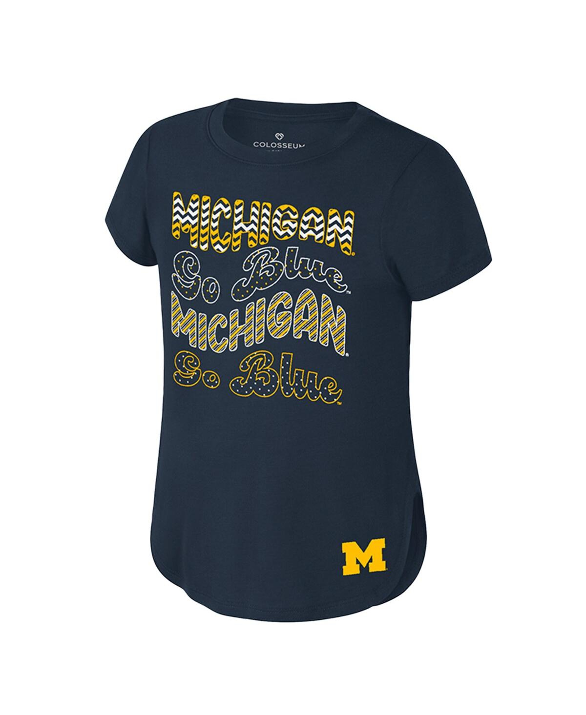 Colosseum Big Boys And Girls Navy Michigan Wolverines Rogan T-shirt In Navy