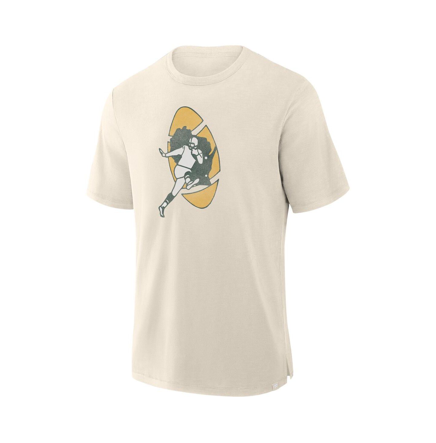 Мужская футболка Fanatics Cream Green Bay Packers Slub — фото 2