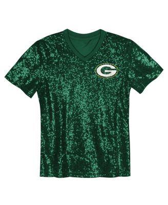 Big Girls Jordan Love Green Green Bay Packers Sequin V-Neck Fashion Jersey
