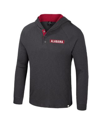Men's Charcoal Alabama Crimson Tide Dujour Raglan Long Sleeve Henley Hoodie T-Shirt