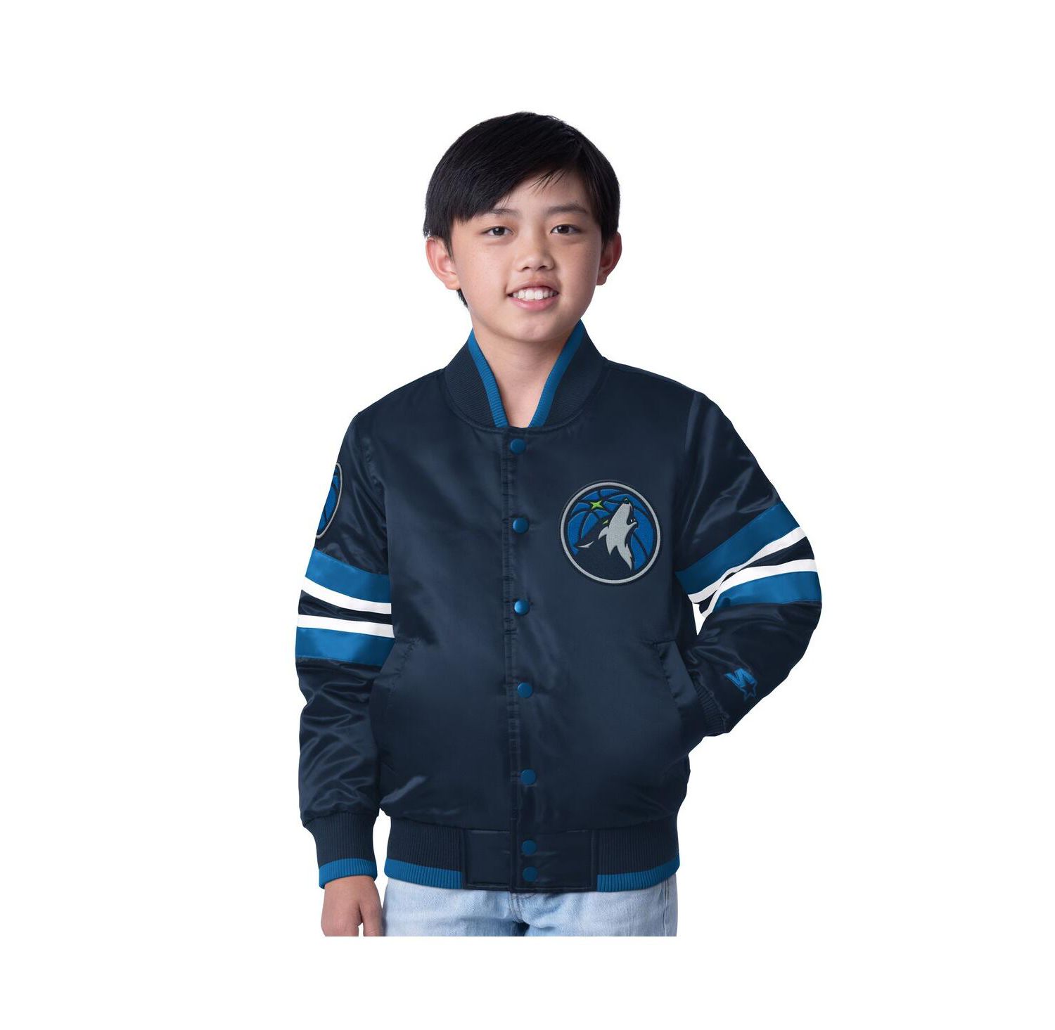 Big Boys and Girls Navy Minnesota Timberwolves Scout Varsity Full-Snap Jacket