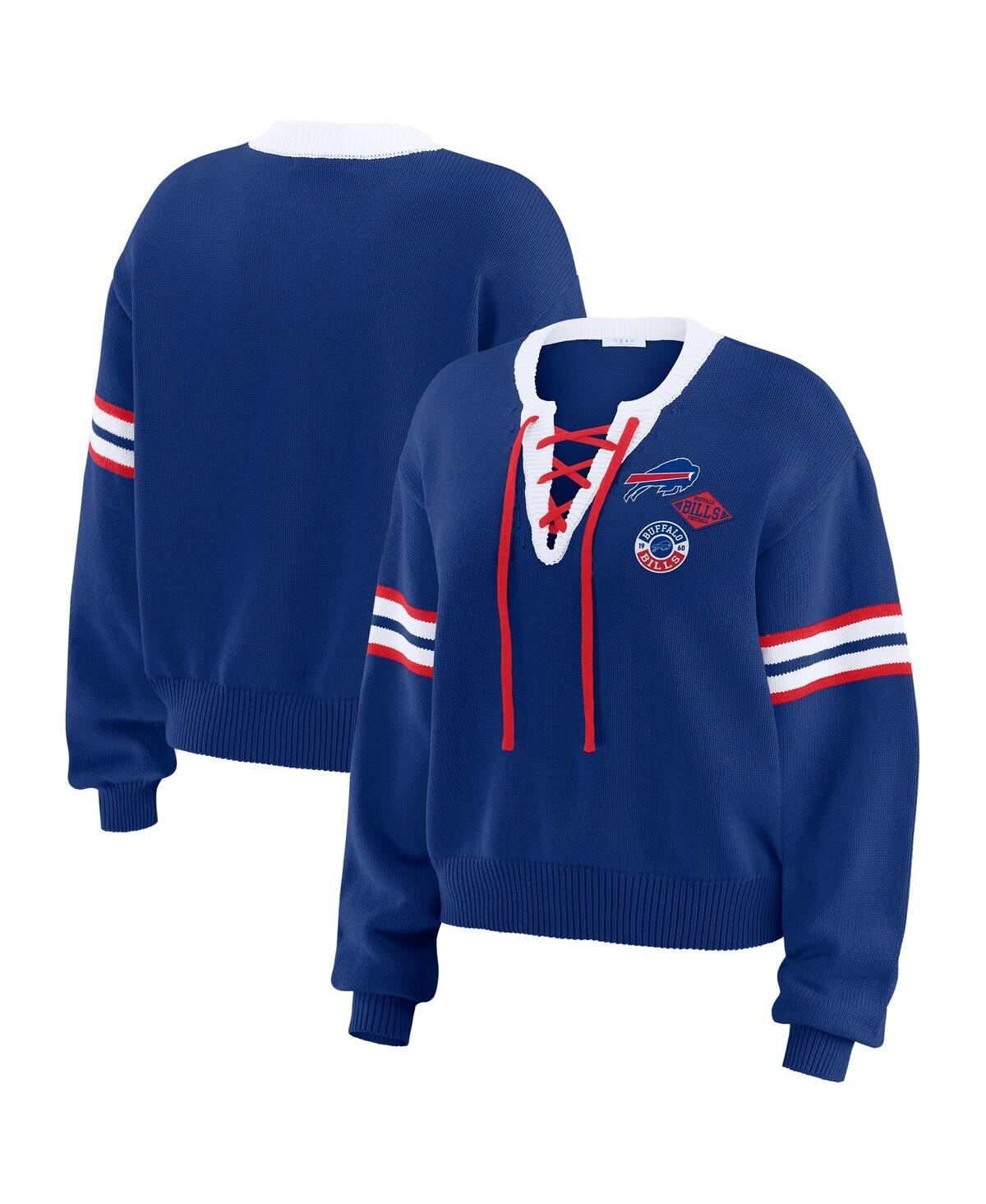 Women's Royal Buffalo Bills Lace-Up Sweater - Royal