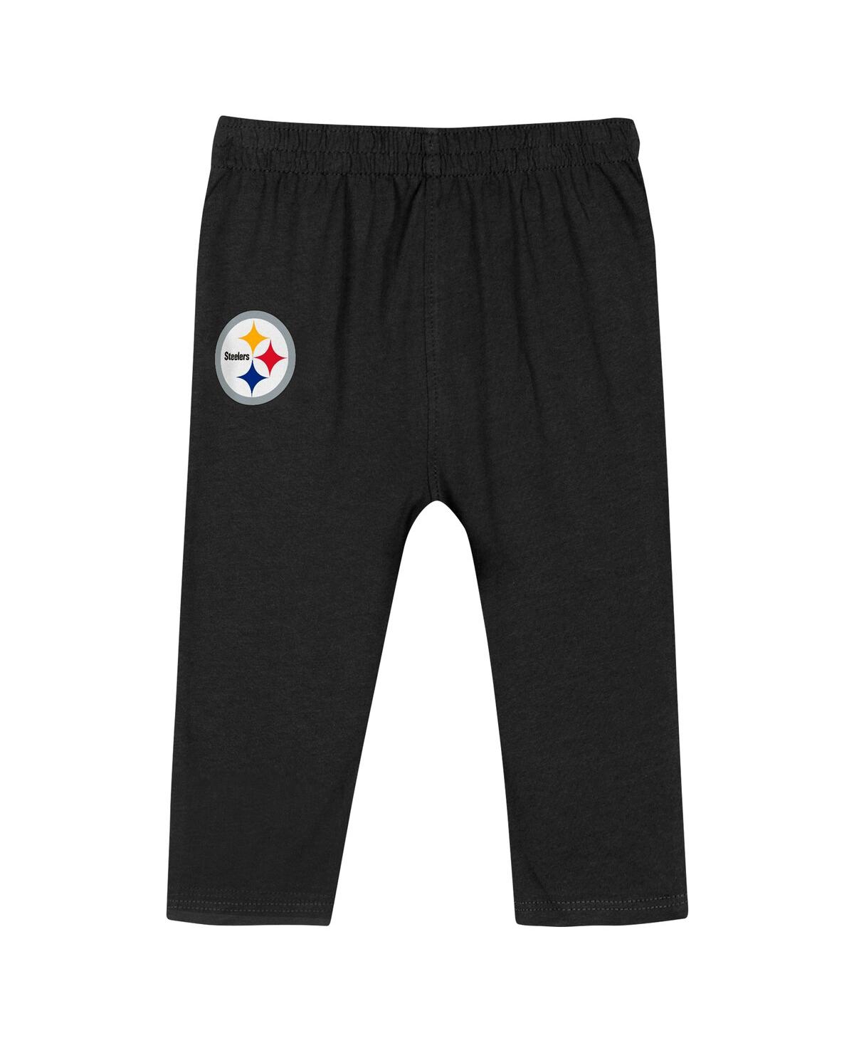 Outerstuff Baby Boys And Girls Black Pittsburgh Steelers Double Up Long Sleeve Bodysuit And Pants Set In Black