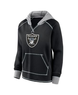 Women's Black Las Vegas Raiders Boom Fleece Pullover V-Neck Hoodie