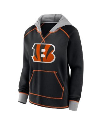 Women's Black Cincinnati Bengals Boom Fleece Pullover V-Neck Hoodie