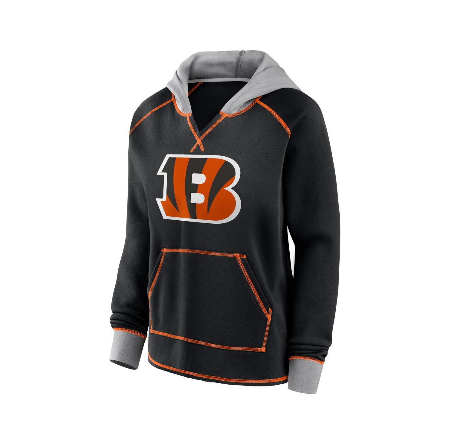 Women's Black Cincinnati Bengals Boom Fleece Pullover V-Neck Hoodie