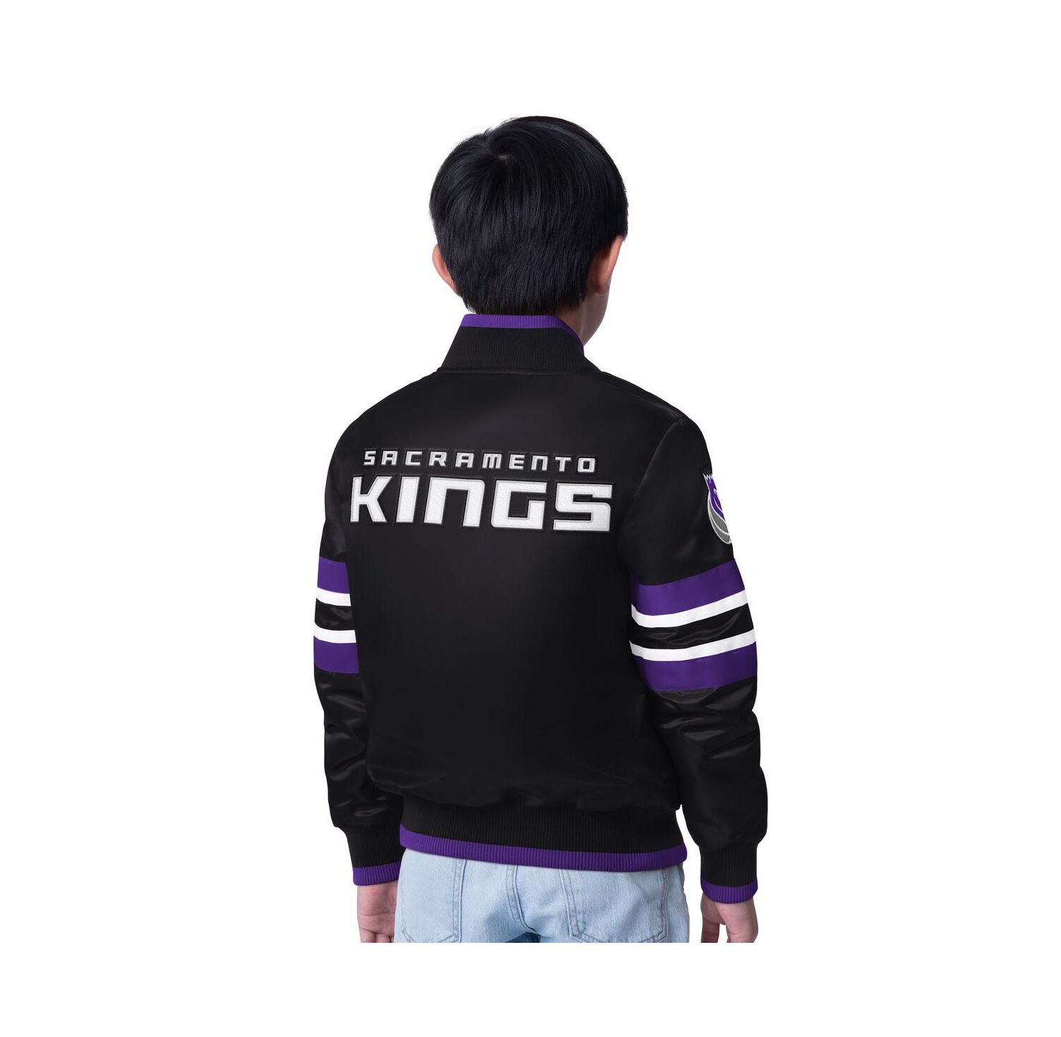 Big Boys and Girls Black Sacramento Kings Scout Varsity Full-Snap Jacket