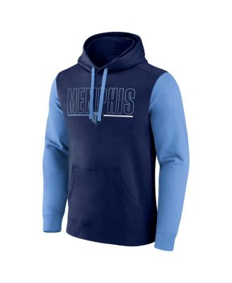 Men's Navy Memphis Grizzlies Outline Colorblock Pullover Hoodie