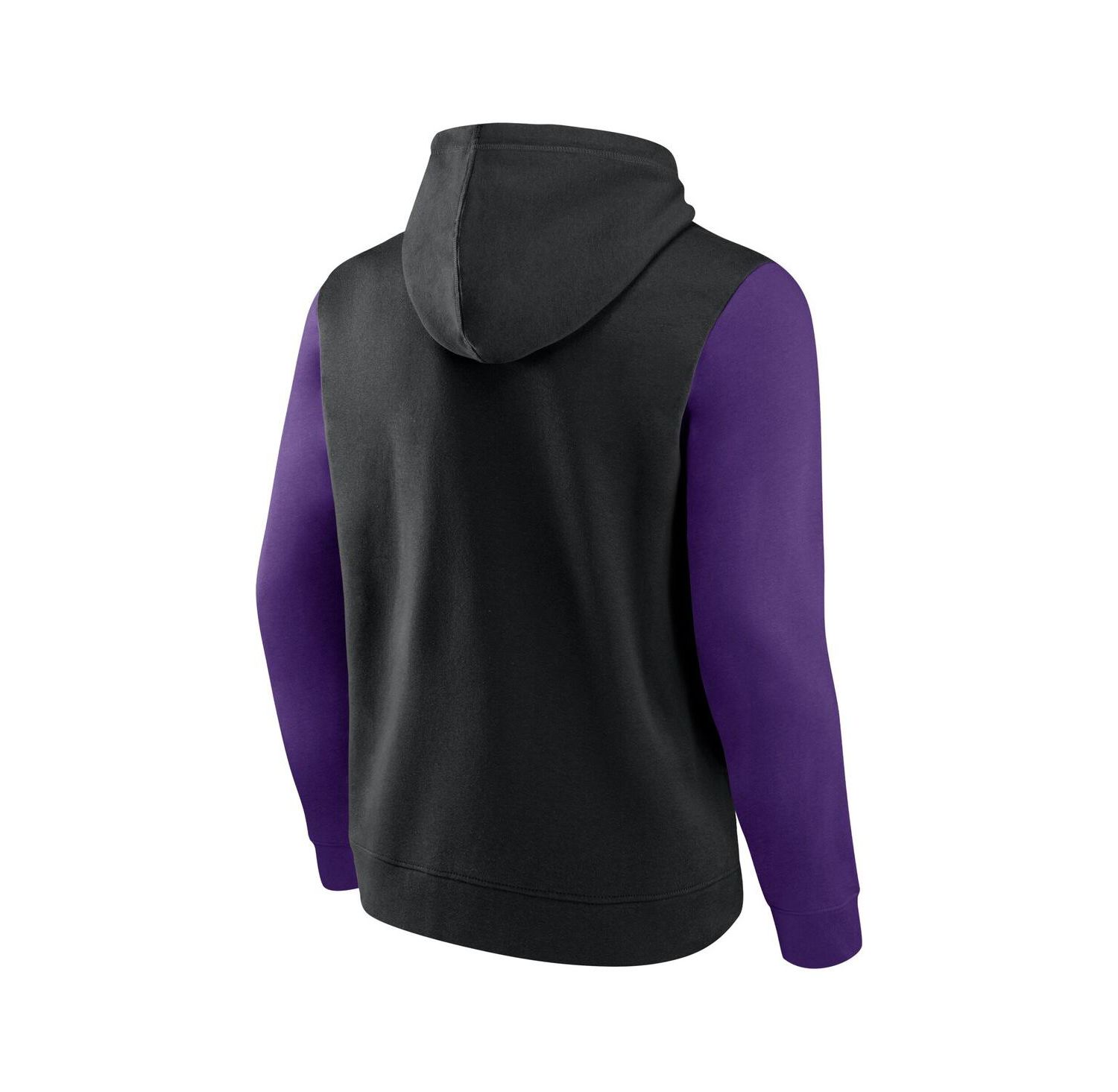 Men's Black Sacramento Kings Outline Colorblock Pullover Hoodie
