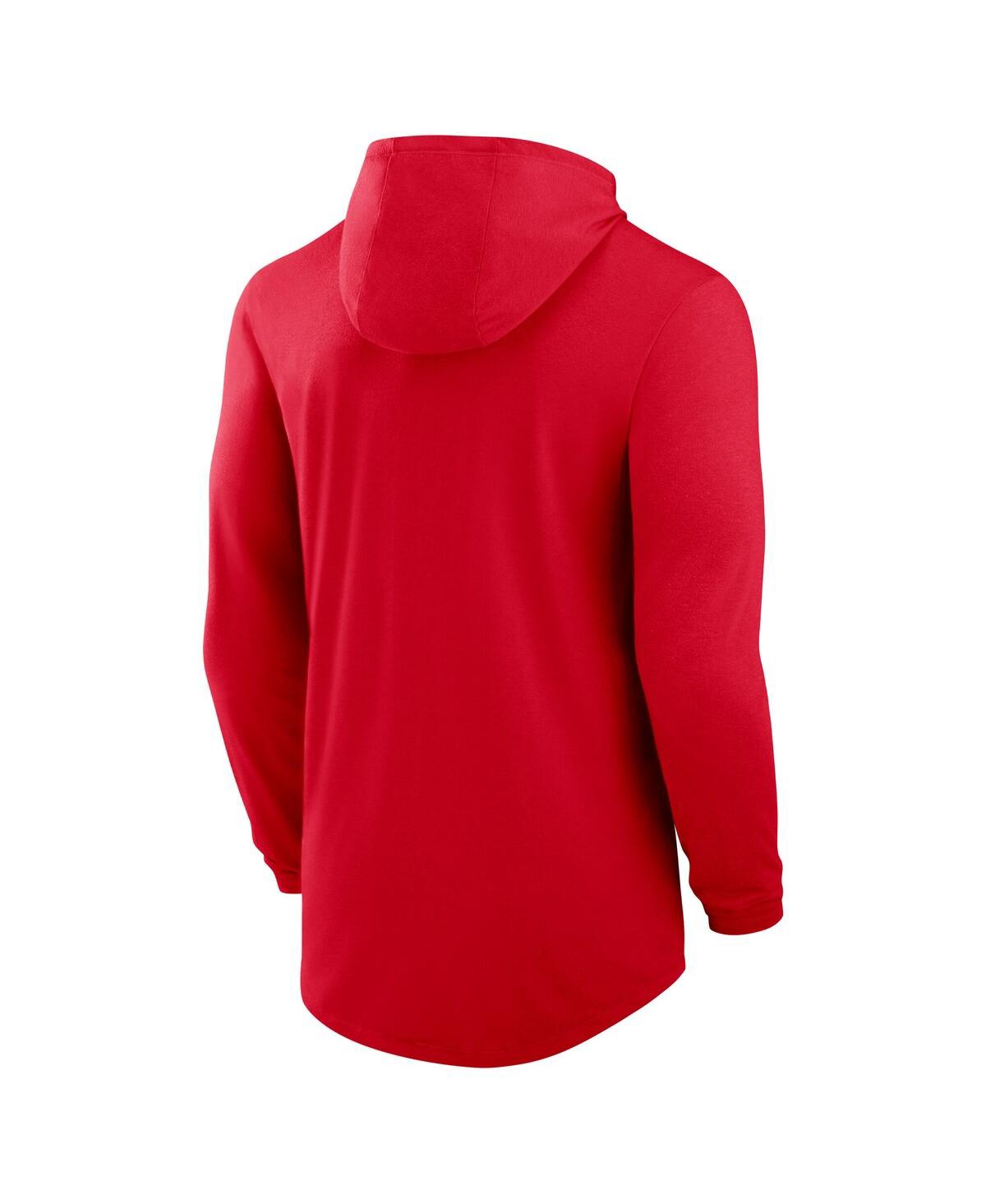 Nike Men's Scarlet Ohio State Buckeyes Lightweight Performance Long Sleeve Hoodie T-shirt In Scarlet