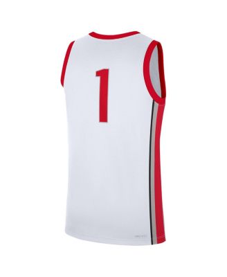 Men's 1 White Ohio State Buckeyes Home Replica Jersey