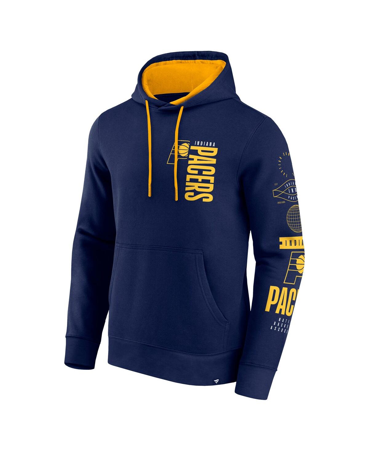 Fanatics Men's Navy/yellow Indiana Pacers Game Time Crossover Pullover Hoodie In Navy,yellow