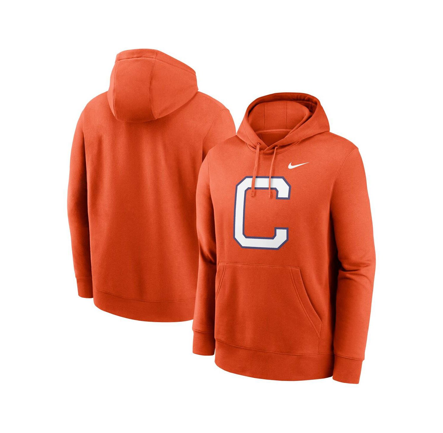 Men's Orange Clemson Tigers Primetime Alternate Logo Club Fleece Pullover Hoodie