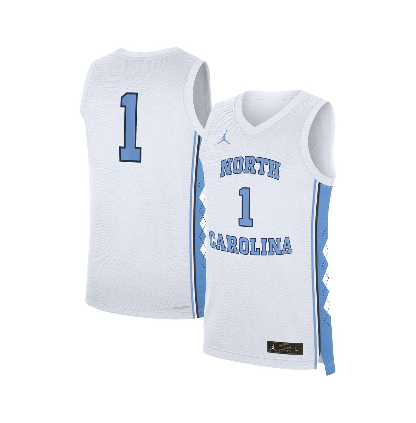 Мужские топы Jordan White North Carolina Tar Heels Home Replica Basketball Jersey — фото 1