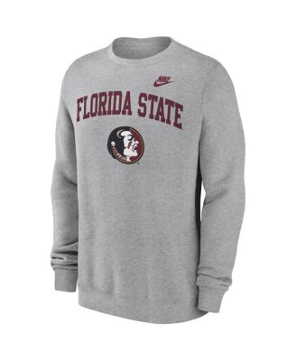 Men's Heather Gray Florida State Seminoles Legacy Classic Tackle Twill Embroidered&nbsp;Arch Over Logo Pullover Sweatshirt