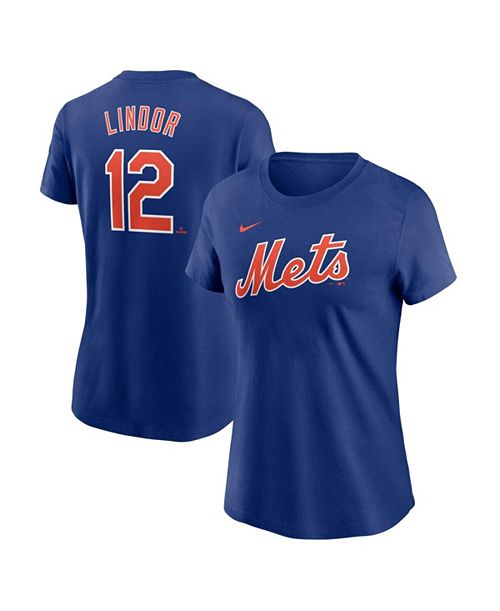 alfani Nike Women's Francisco Lindor Royal New York Mets Fuse Name Number T-Shirt Sports Fan Shop