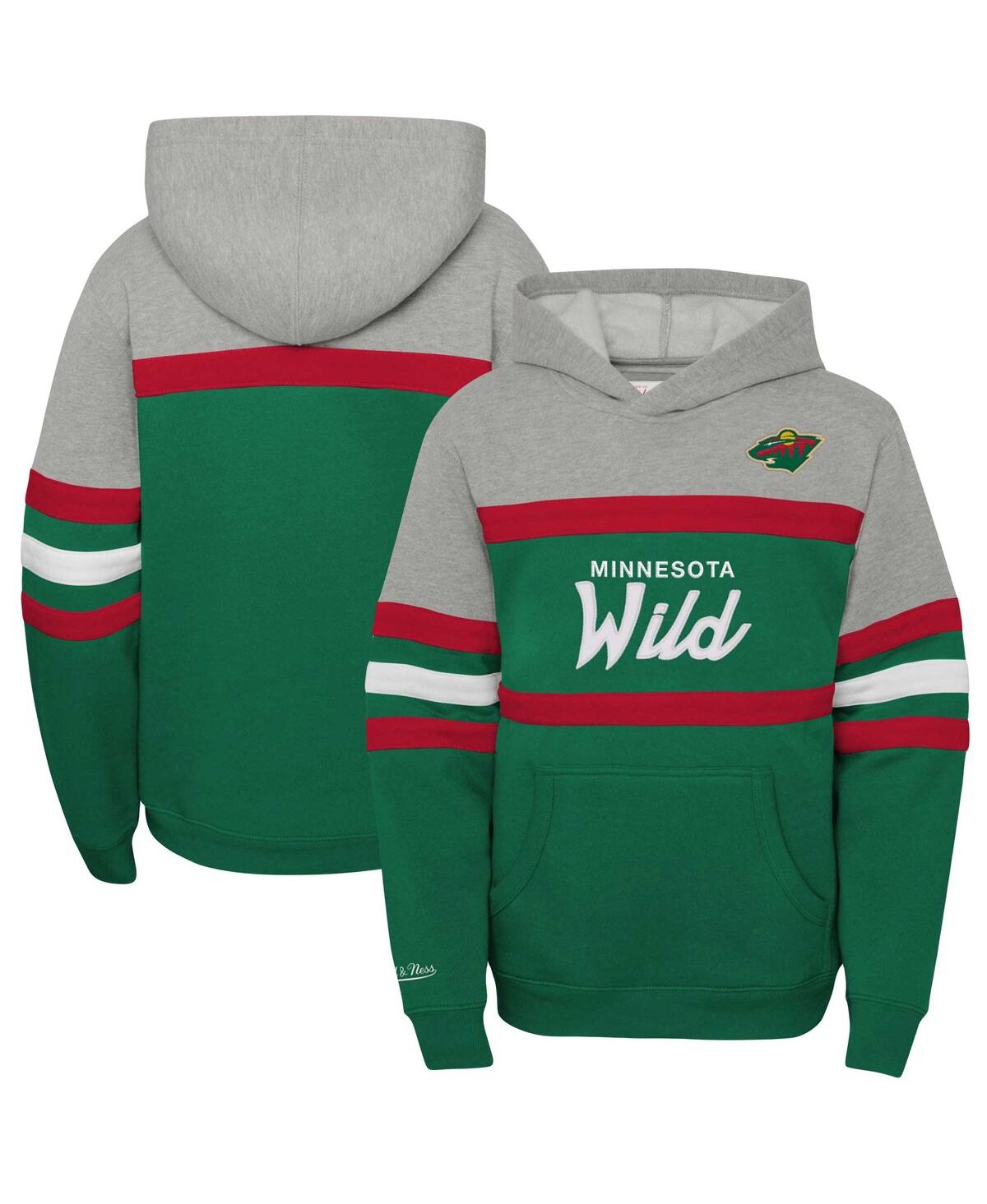 Mitchell & Ness Big Boys And Girls Green Minnesota Wild Head Coach Pullover Hoodie In Green