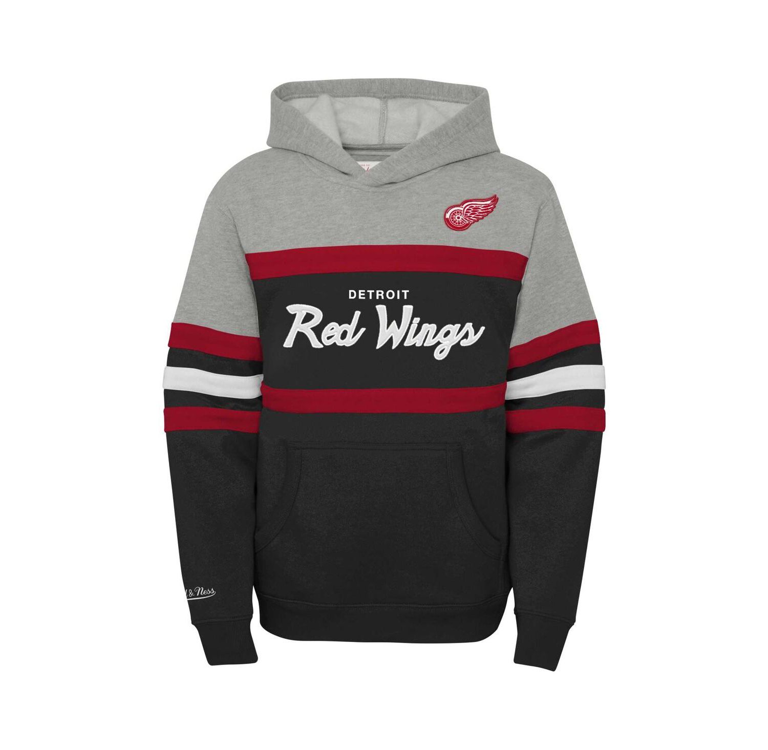 Big Boys and Girls Black/Gray Detroit Red Wings Head Coach Pullover Hoodie
