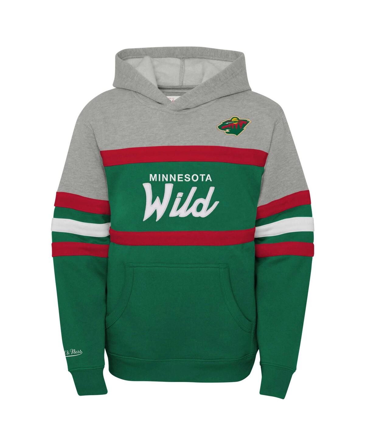 Mitchell & Ness Big Boys And Girls Green Minnesota Wild Head Coach Pullover Hoodie In Green
