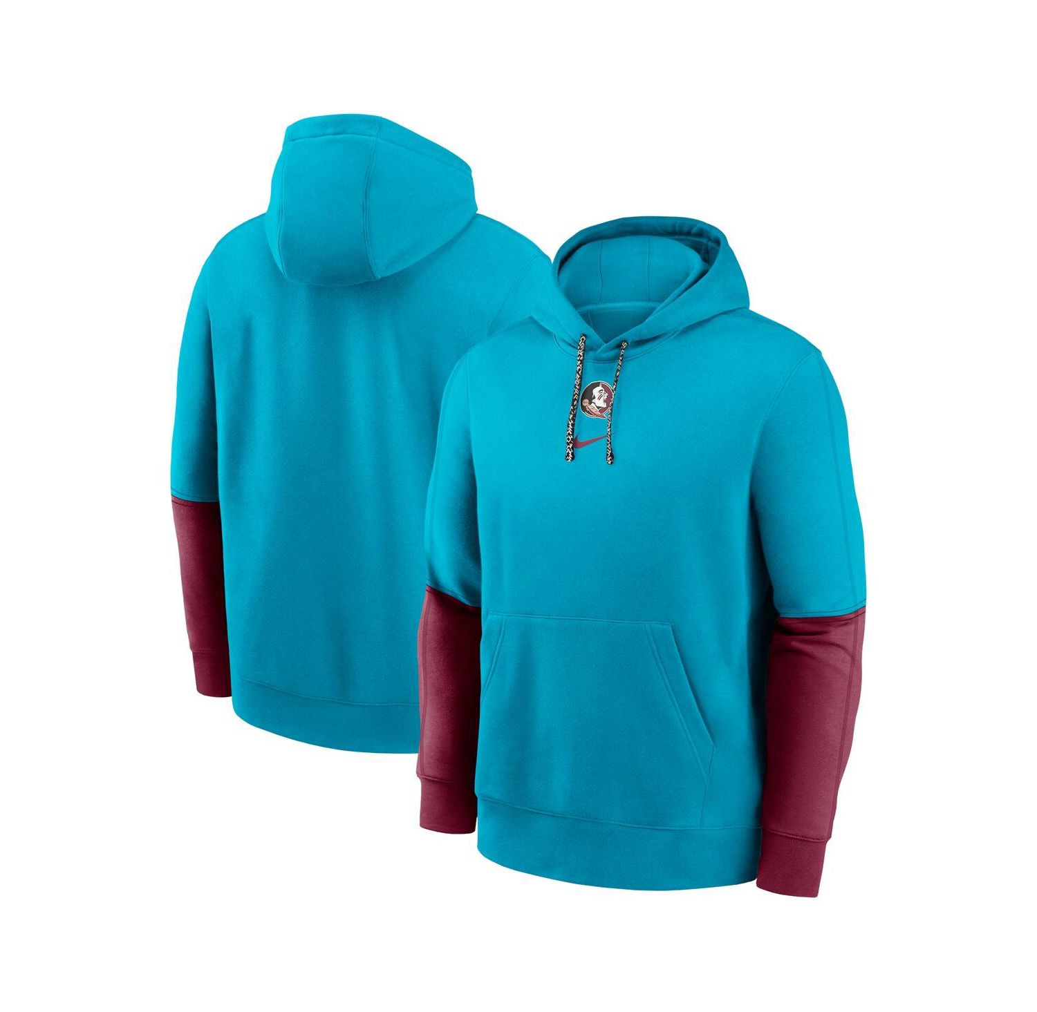 Men's Turquoise/Garnet Florida State Seminoles 2024 Sideline Club Fleece Pullover Hoodie