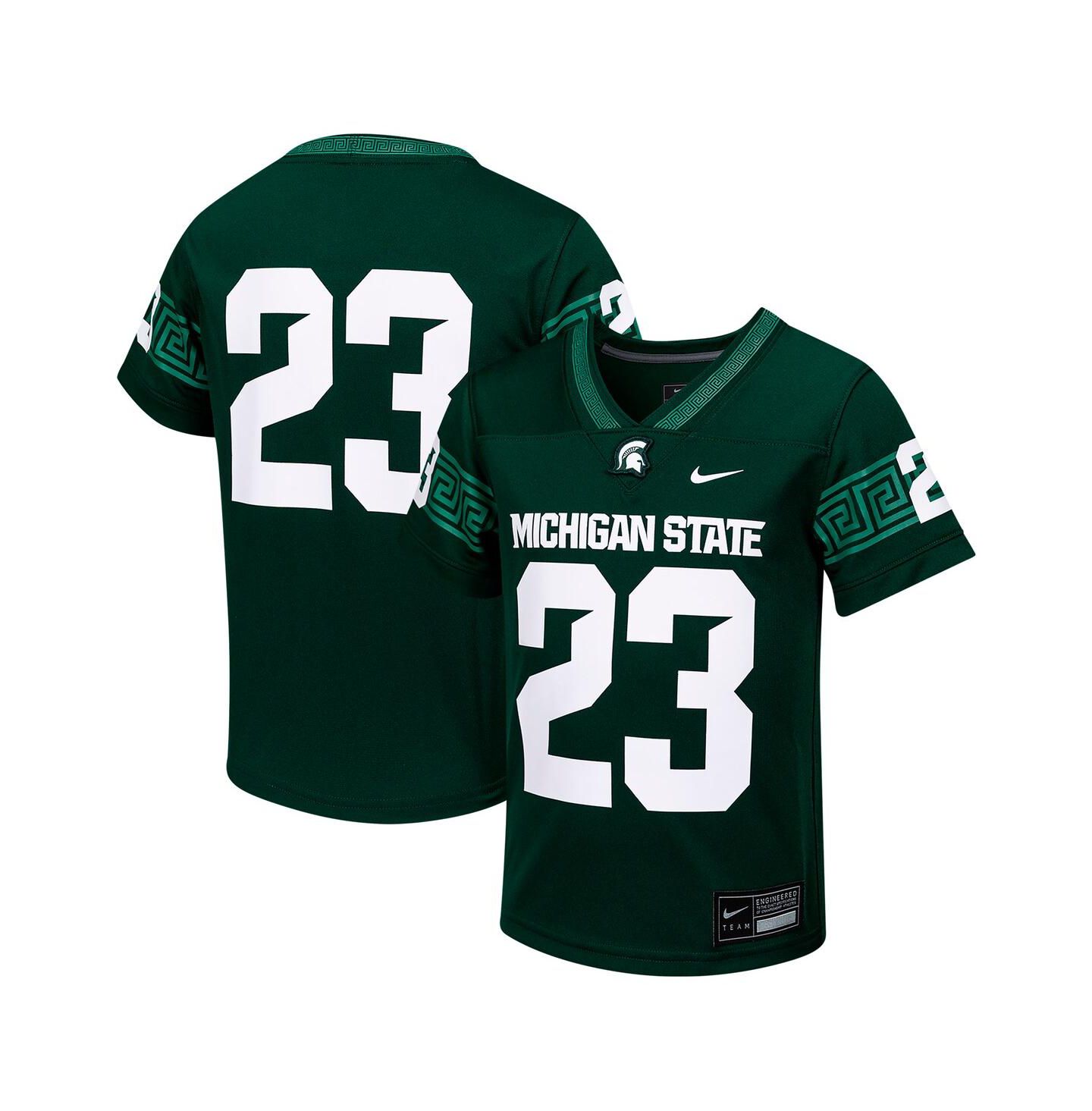 Топ Nike 23 Green Michigan State Spartans Untouchable Football Jersey для мальчиков — фото 1