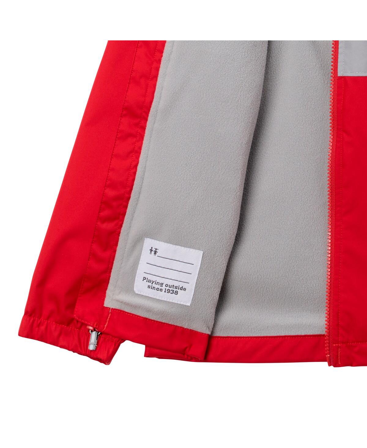 Columbia Big Boys And Girls Scarlet Ohio State Buckeyes Rainy Fields Lined Omni-tech Full-zip Hoodie Jacket In Scarlet