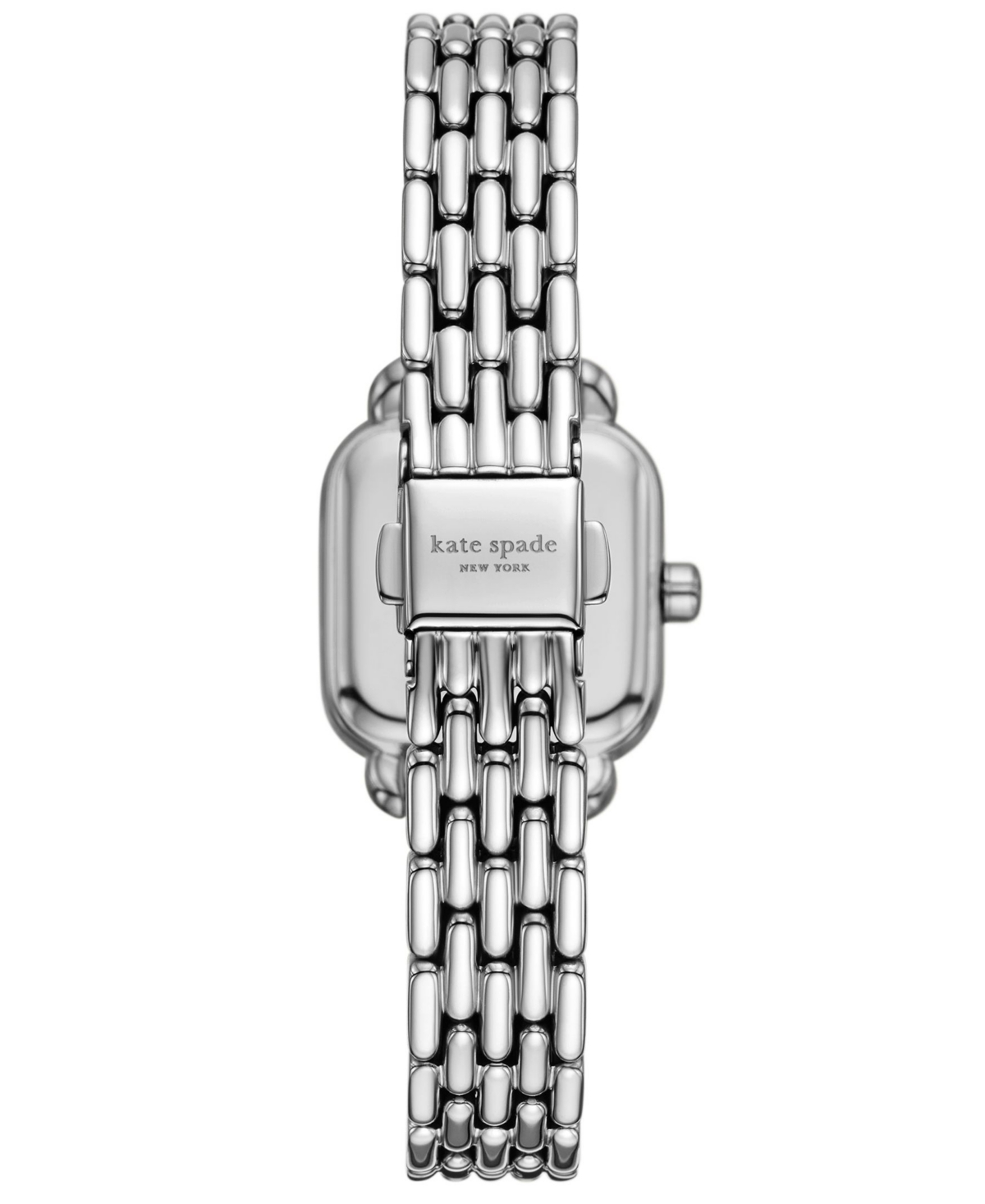 Shop Kate Spade Women's Gracie Square Three-hand Silver-tone Stainless Steel Watch, 25mm