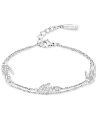 Lacoste Crocodile Charm Chain Bracelet - Silver 95$