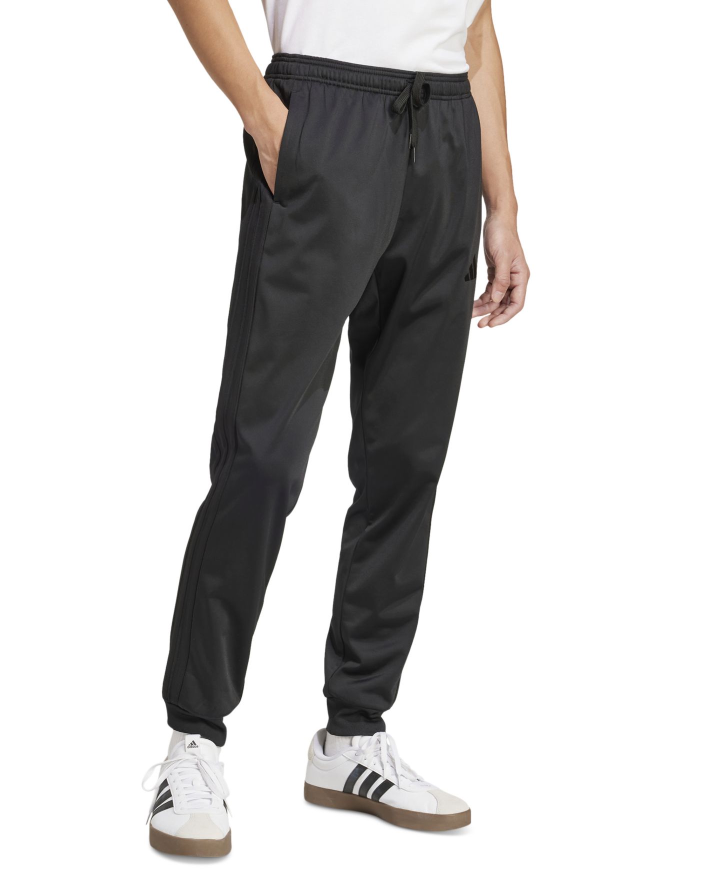 Мужские брюки adidas 3-Stripes Tricot Regular Tapered Track Pants, цвет: Чёрный / Blac — фото 1