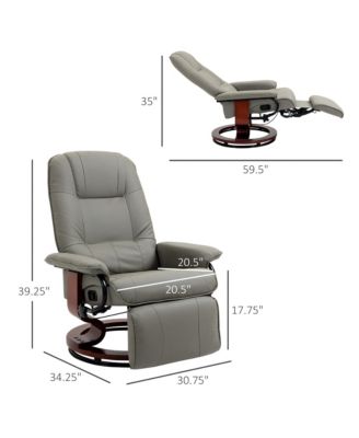 Faux Leather Manual Recliner with Swivel Wood Base Padded Armrest