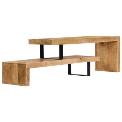 TV Stand Natural Mango Wood Solid Mango Wood, Wrought Iron Medium