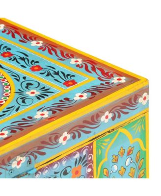 Hand Painted Storage Box x 19.7"x15.7"x15.7" Solid Mango Wood