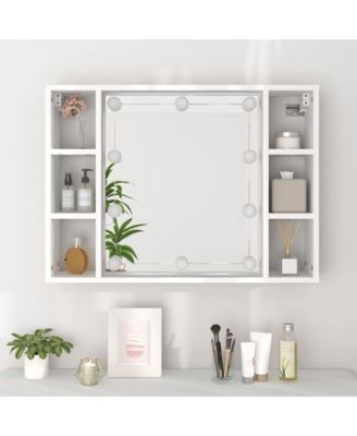 Mirror Cabinet with LED White 29.9"x5.9"x21.7"