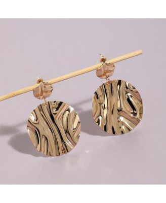 Dented Circular Drop Earrings