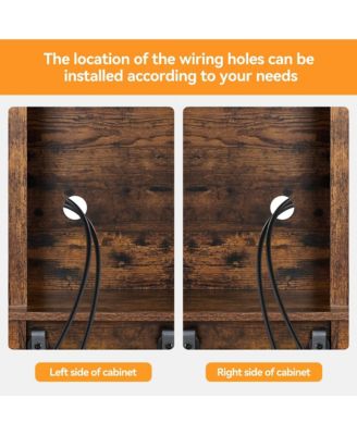 70" Farmhouse Bar Wine Cabinet with Sliding Barn Doors, Coffee Liquor Cabinets with Storage Shelves and Glasses Rack for Kitchen, Dining Room