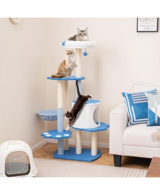 54'' Cat Tree Tower w/ Sisal Scratching Posts Bell Cat Perch Cat Condo