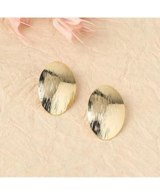 Textured Lined Circular Stud Earrings