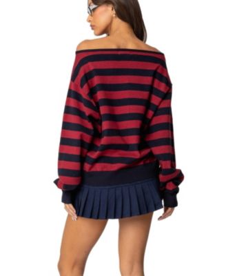 Womens Sterling Striped Off Shoulder Sweater