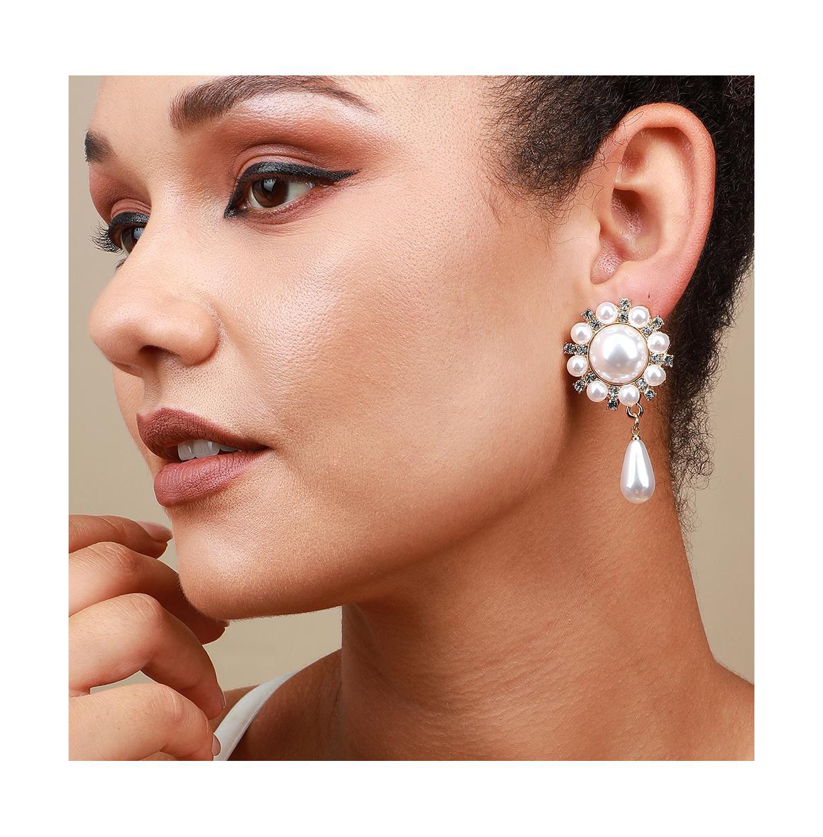 Sohi Party Drop Earrings In White