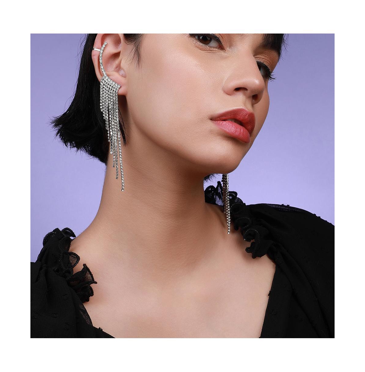 Sohi Casual Cuff Earrings In Silver