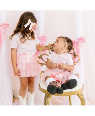 Toddler Girls Sister Bow Short Sleeve T-Shirt