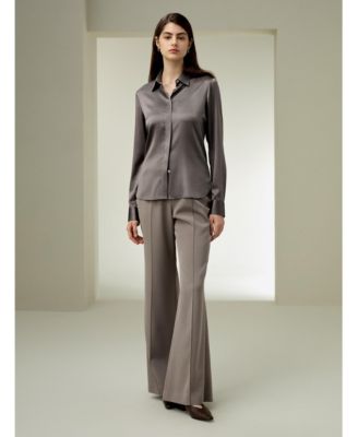 Women's Elegant Silhouette Silk Shirt