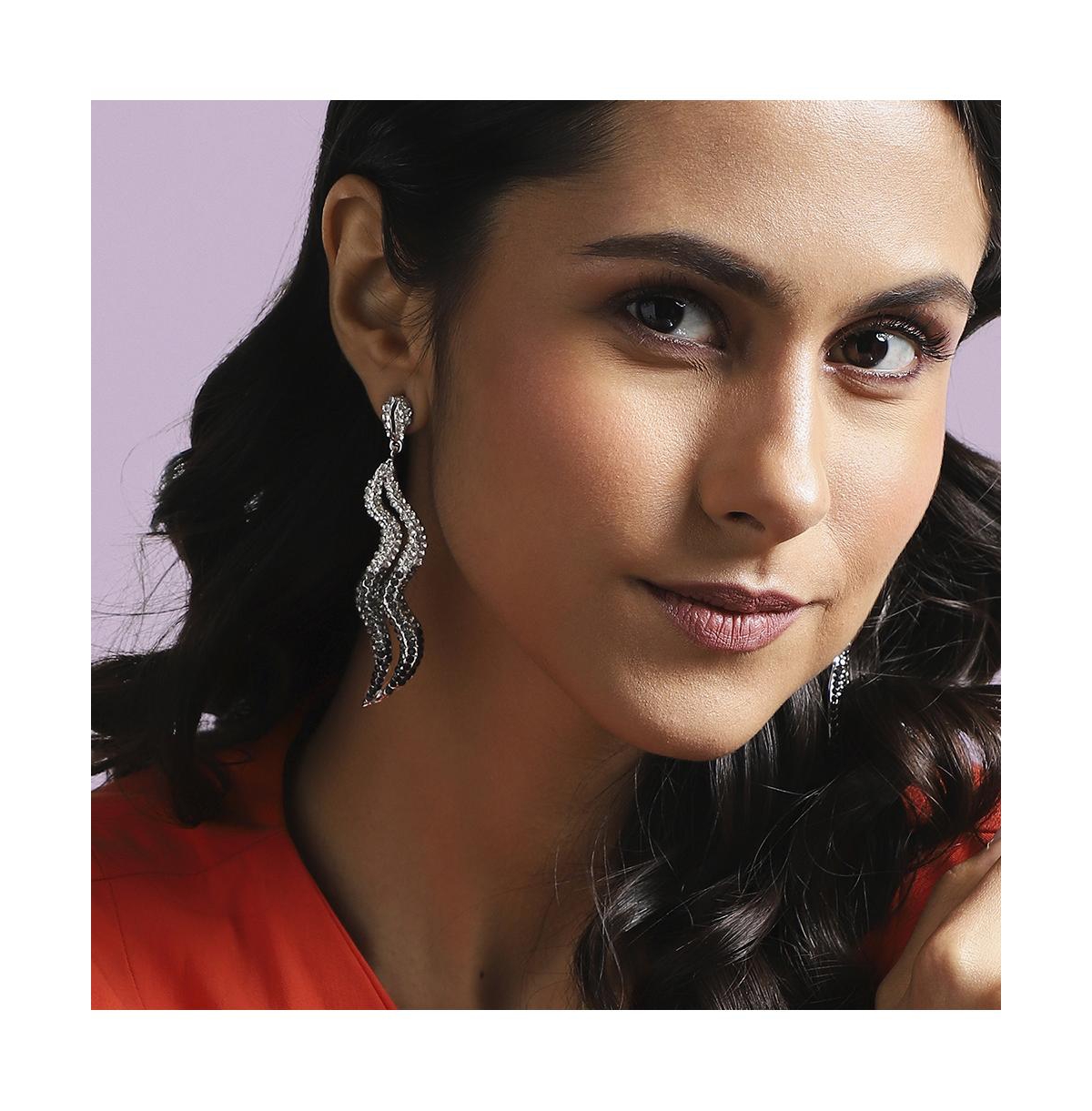 Sohi Ombre Swirl Drop Earrings In Silver