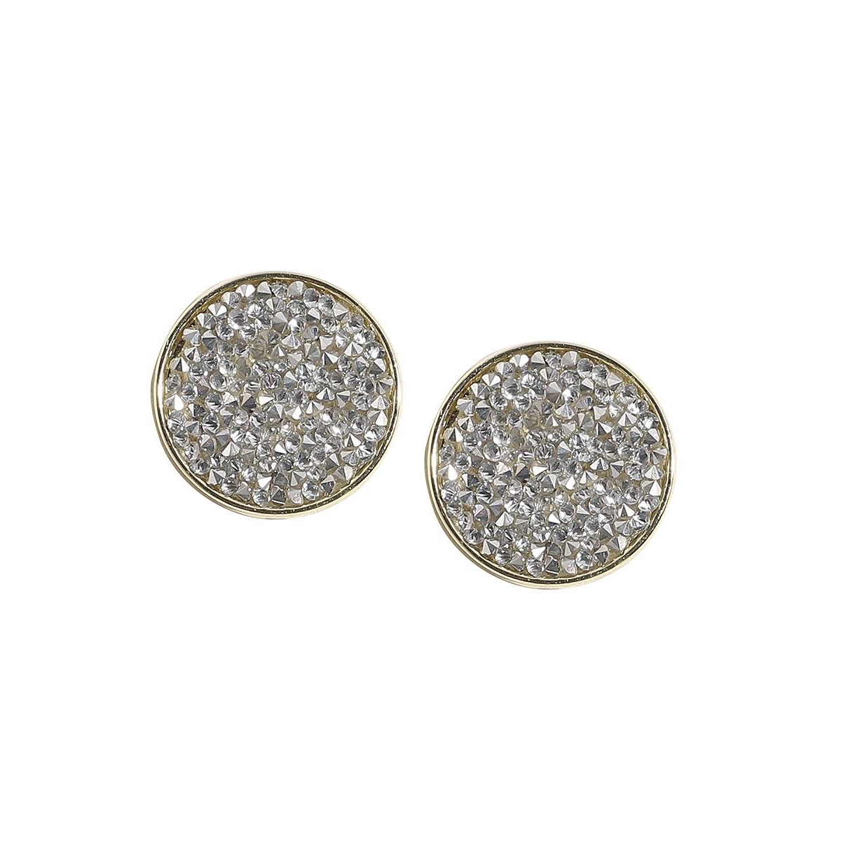 Sohi Embellished Cluster Circular Stud Earrings In Silver