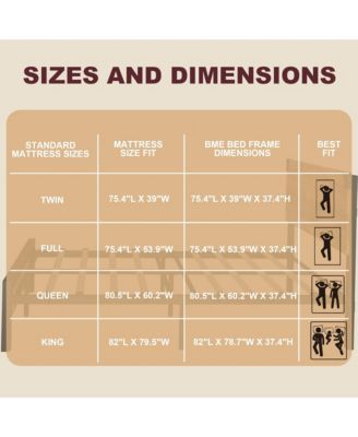 King Size Bed Frame with Wood Headboard, King Platform Bed Frame