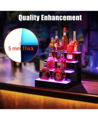 16-Inch 4-Tier LED Wine Display Rack - Acrylic Wine Rack, Remote Control, App-Controlled, Modern Design, Home Bar Accessory