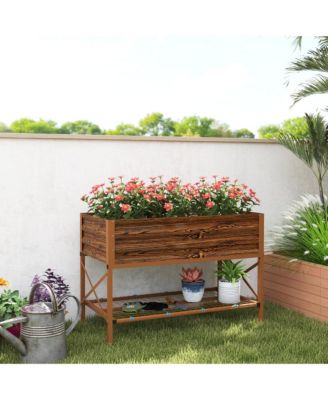 Galvanized Raised Garden Bed with Legs and Storage Shelf